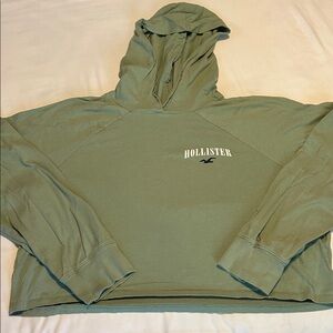 Hollister Olive Crop Hoodie